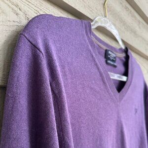 Hackett London Purple V-Neck Sweater Men’s Large Silk Cotton Cashmere Blend